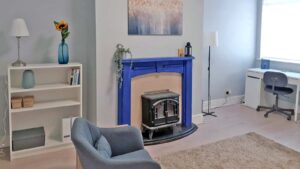 Whitefield and Radcliffe Holistic therapy room for hire with fireplace