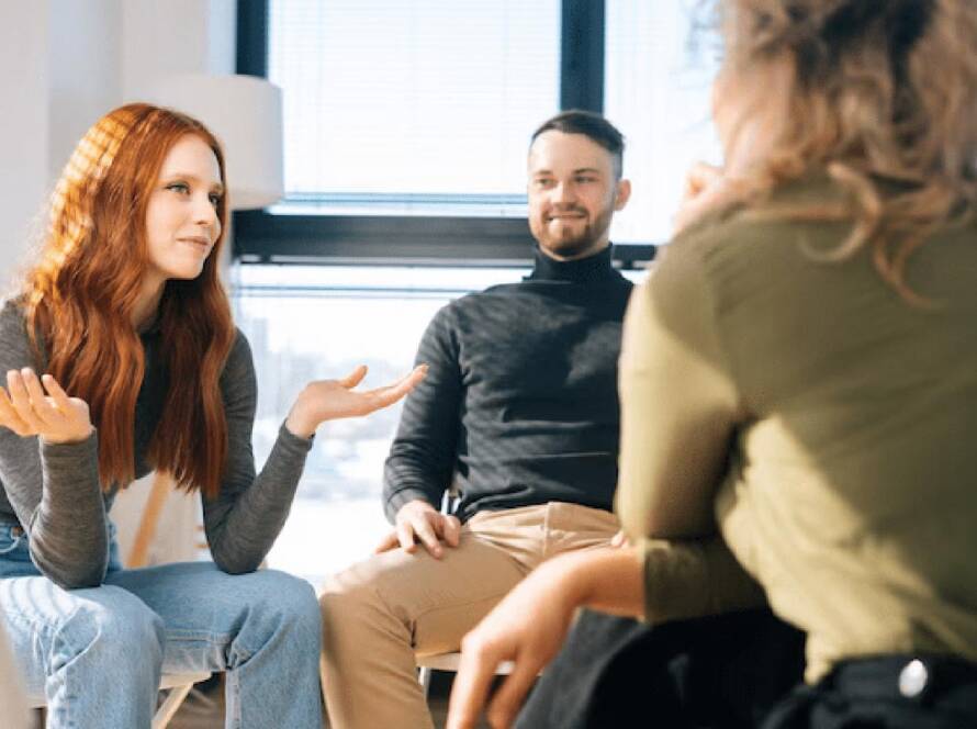Couples Therapy with three people. Two are having couples counselling from the third